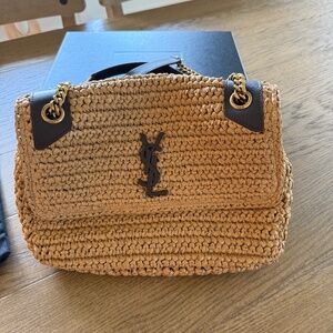 Saint Laurent Niki Medium Raffia and Leather